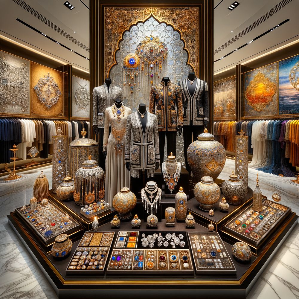 a lavish assortment of luxurious items including fine jewelry, designer clothing, and exclusive home decor