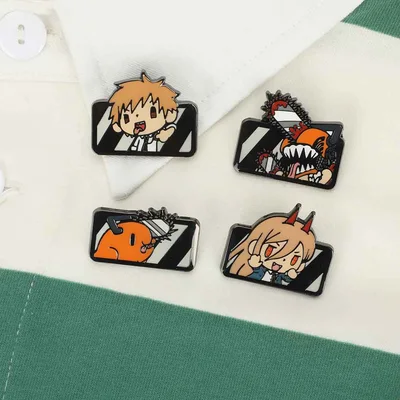 Chainsaw Man Chibi Emaille-Pins, 4er-Set