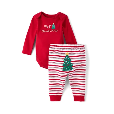 Children's Place First Christmas Bodysuit and Pants Set