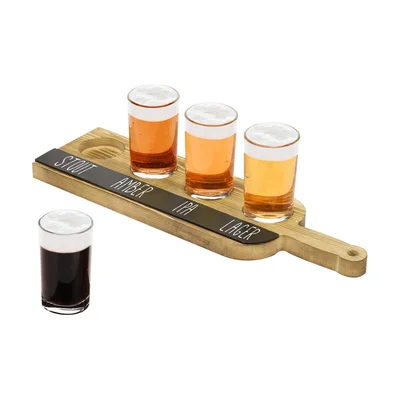 MyGift 4-glass sampler serving board with chalkboard labels