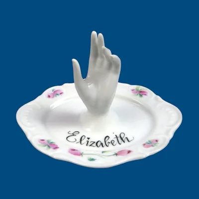 TPN handbemalter Porzellan-Ringhalter in Handform