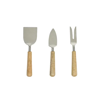 Fishs Eddy 3-Piece Mango Wood Cheese Knife Set