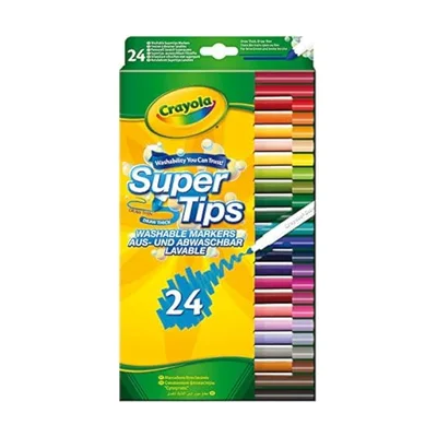 Crayola SuperTips Washable Felt Tip Pens, 24-Pack
