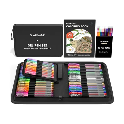 Stylos gel Shuttle Art, 60 couleurs avec recharges
