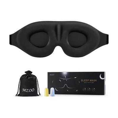 MZOO Luxury 3D Contoured Sleep Mask with Earplugs