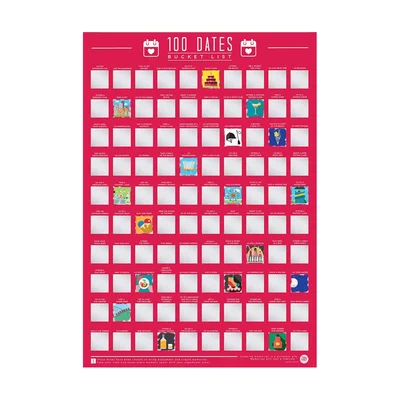 Gifterworld 100 Dates Bucket List Scratch Off Poster