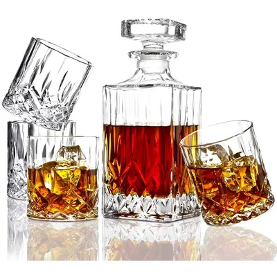 Set decanter da whisky in cristallo ELIDOMC con 4 bicchieri