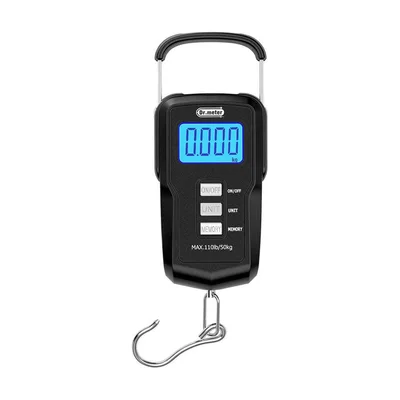 Báscula de pesca retroiluminada Dr.meter de 50 kg con cinta métrica