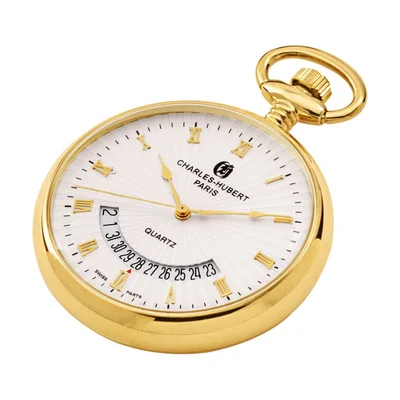 Charles-Hubert Paris vergoldete Quarz-Taschenuhr