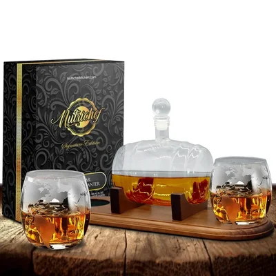 NutriChef Whiskykaraffe aus Glas, 750 ml, im Set