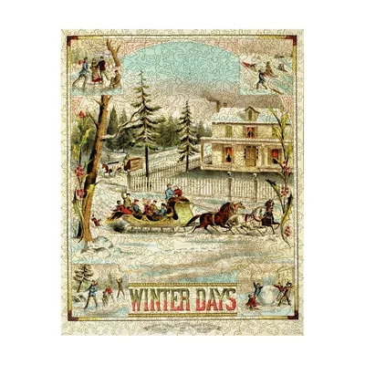 Liberty Puzzles Vintage Winter Days Wooden Puzzle