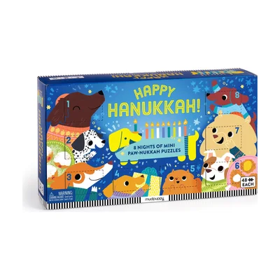 Mudpuppy Happy Hanukkah! 8 Nights of Mini Paw-Nukkah Puzzles