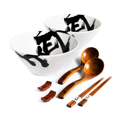 BICETTO Japanese Ceramic Ramen Bowl Set