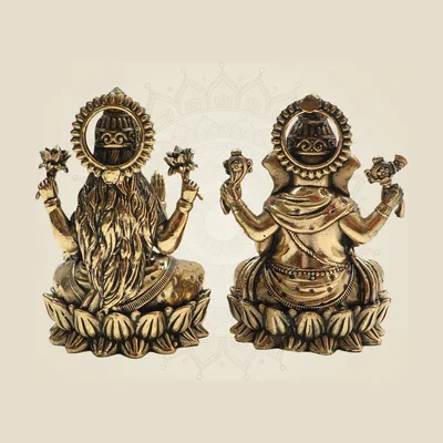 Luxeartisanship Lakshmi- und Ganesha-Figuren aus Messing, 8 cm