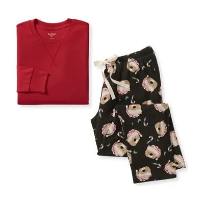 Burt's Bees Baby Family Matching Holiday Pajamas, Men's Organic Cotton Set, Candy Cane Bears