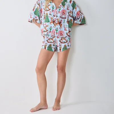 Printfresh Cowboy Christmas Satin Pajamas