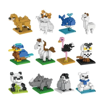 Fun Little Toys Mini-Tier-Bausteine, 12er-Pack