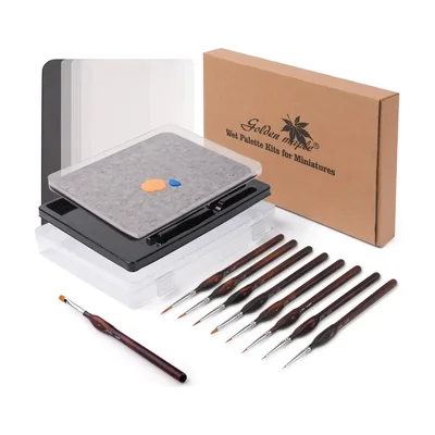 Golden Maple Wet Palette Set with 9 Brushes