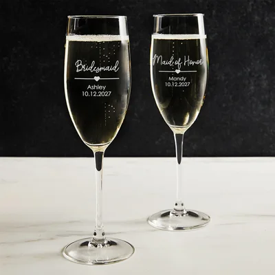 Engraved Bridesmaid Champagne Flute