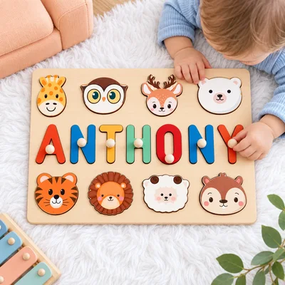 Personalisiertes Namenspuzzle aus Holz
