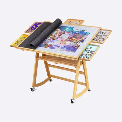LAVIEVERT Tilting Puzzle Table with 5 Drawers