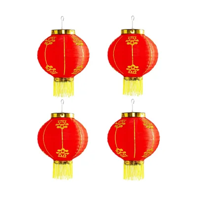 MyGift rote Papierlaternen mit Quasten, 4er-Pack