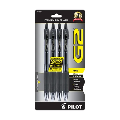 Pilot G2 Retractable Gel Pens, 4-Pack