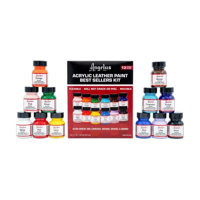 Kit de peinture pour cuir Angelus, 13 pièces