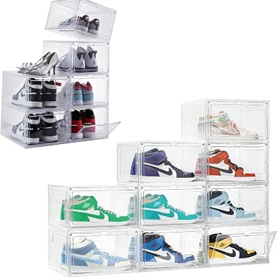 Boîtes à chaussures transparentes XL Attelite, lot de 9