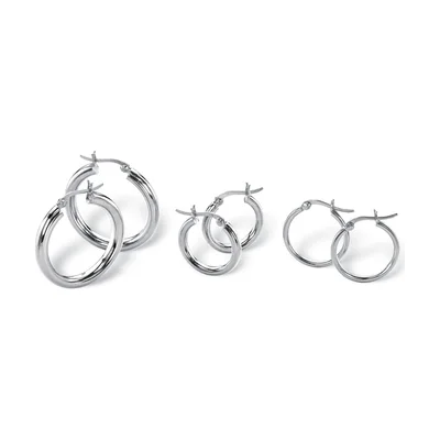 Set de 3 pares de aros de plata de ley