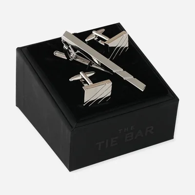 The Tie Bar Manschettenknöpfe und Krawattenklammer im Set, Silber
