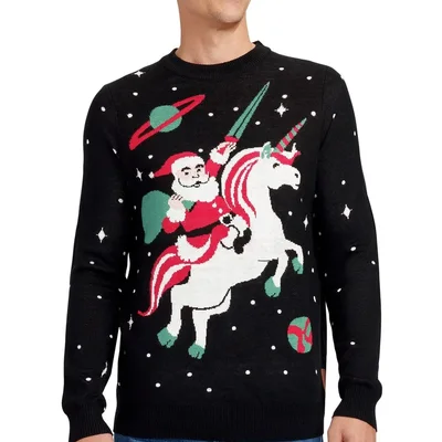 Maglione natalizio uomo Babbo Natale unicorno Tipsy Elves