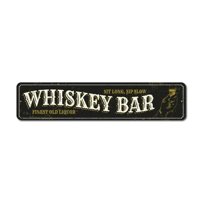 Vintage-Blechschild „Whiskey Bar“, 40 × 10 cm