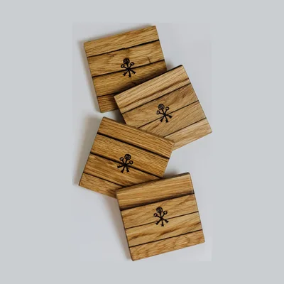 Pappy and Company Barrel Stave Coasters, Set of 4