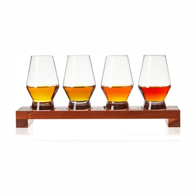 Viski Crystal Spirit Glass Flight Set with Board