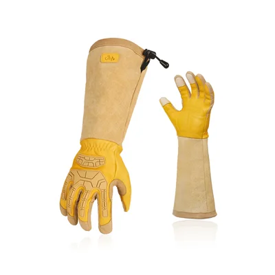 Vgo Natural Goatskin Long-Cuff Gardening Gloves