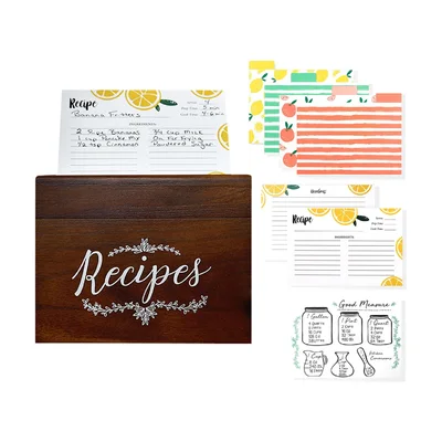 Boîte à recettes vintage en bois OUTSHINE avec fiches