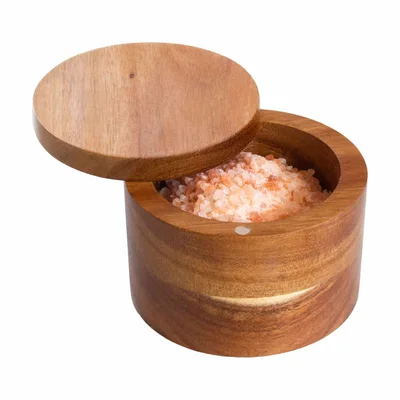 Boîte à sel en acacia Totally Bamboo avec couvercle pivotant